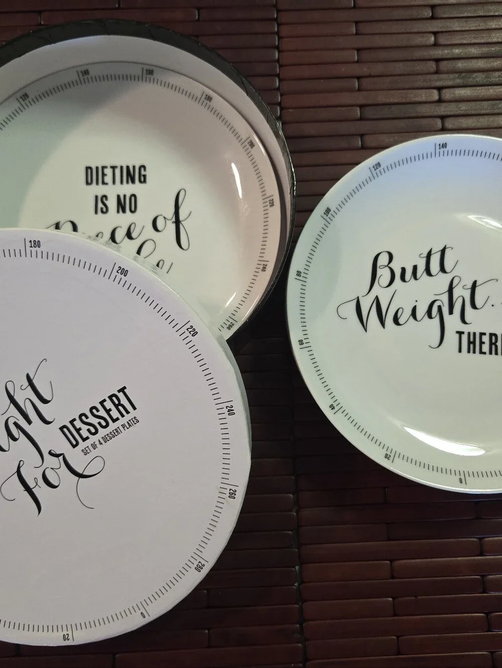 Z Gallerie White and Black Script Dessert Plate - Set